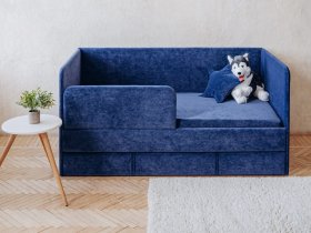 Диван-кровать Happy (синий) в Верх-Ирмени - verh-irmen.mebel-nsk.ru | фото