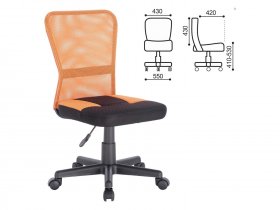 Кресло компактное BRABIX Smart MG-313, без подлокотников, комбинированное, черное/оранжевое в Верх-Ирмени - verh-irmen.mebel-nsk.ru | фото