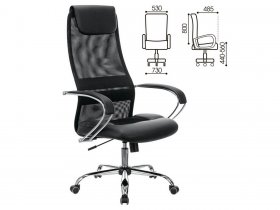 Кресло офисное BRABIX PREMIUM Stalker EX-608 CH, хром, ткань-сетка/кожзам, черное в Верх-Ирмени - verh-irmen.mebel-nsk.ru | фото