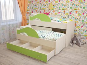 Кровать детская двухуровневая Радуга 80*160 в Верх-Ирмени - verh-irmen.mebel-nsk.ru | фото