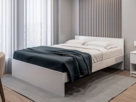 Кровать двуспальная 1,6м Бруклин СБ-3354 (белый) в Верх-Ирмени - verh-irmen.mebel-nsk.ru | фото