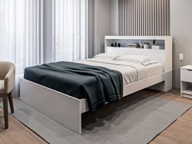 Кровать двуспальная 1,6м Бруклин СБ-3356 (белый) в Верх-Ирмени - verh-irmen.mebel-nsk.ru | фото