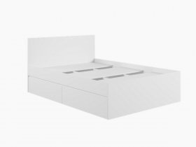 Кровать двуспальная с ящиками 1,4м Мадера-М1400 (белый) в Верх-Ирмени - verh-irmen.mebel-nsk.ru | фото