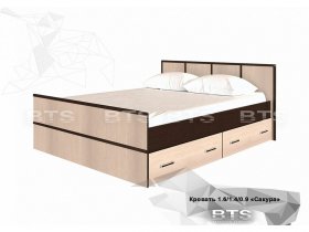 Кровать двуспальная с ящиками 1,4м Сакура (BTS) в Верх-Ирмени - verh-irmen.mebel-nsk.ru | фото