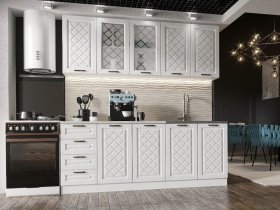 Кухонный гарнитур Агава 2,0 м (акация белая) в Верх-Ирмени - verh-irmen.mebel-nsk.ru | фото