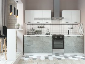 Кухонный гарнитур Дуся 2,0 м (белый глянец/цемент) в Верх-Ирмени - verh-irmen.mebel-nsk.ru | фото