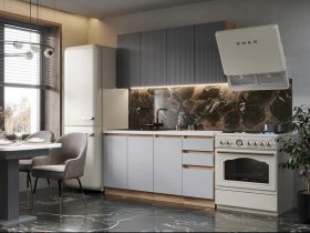 Кухонный гарнитур Ника 1,6 м (графит/серый софт) в Верх-Ирмени - verh-irmen.mebel-nsk.ru | фото