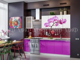 Кухонный гарнитур Орхидея (фиолетовый) в Верх-Ирмени - verh-irmen.mebel-nsk.ru | фото