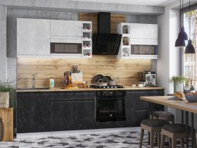 Модульная кухня Бруклин (белый/черный бетон) в Верх-Ирмени - verh-irmen.mebel-nsk.ru | фото