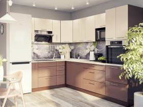 Модульная кухня Классика (ваниль/шоколад) в Верх-Ирмени - verh-irmen.mebel-nsk.ru | фото