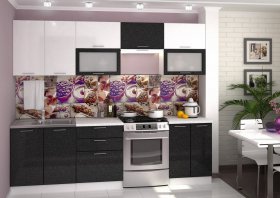 Модульная кухня «Валерия» 2,6 м (металлик белый/черный) в Верх-Ирмени - verh-irmen.mebel-nsk.ru | фото