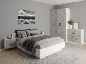 Модульная спальня Гамма (белый/цемент) в Верх-Ирмени - verh-irmen.mebel-nsk.ru | фото