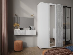 Модульная спальня Ливерпуль (белый/бетон светлый) в Верх-Ирмени - verh-irmen.mebel-nsk.ru | фото
