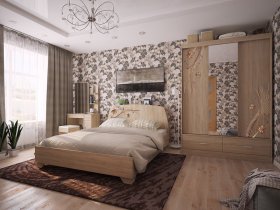 Модульная спальня Виктория-1 (дуб сонома) в Верх-Ирмени - verh-irmen.mebel-nsk.ru | фото