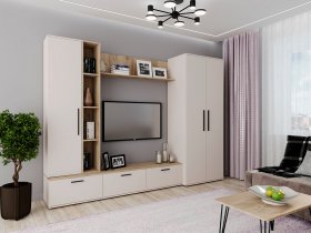 Модульная стенка Верона (сатин/дуб крафт серый) в Верх-Ирмени - verh-irmen.mebel-nsk.ru | фото