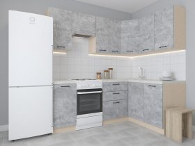 Модульная угловая кухня 1,4м*2,1м Лада (цемент) в Верх-Ирмени - verh-irmen.mebel-nsk.ru | фото