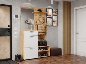Прихожая Монтана (дуб крафт золотой/белый) в Верх-Ирмени - verh-irmen.mebel-nsk.ru | фото