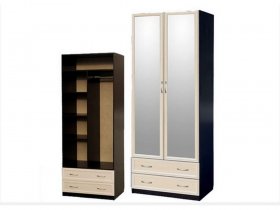 Шкаф двухстворчатый с ящиками с 2-мя зеркалами  (профиль МДФ) в Верх-Ирмени - verh-irmen.mebel-nsk.ru | фото
