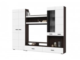 Стенка ГС-01 Либерти (венге/белый глянец) в Верх-Ирмени - verh-irmen.mebel-nsk.ru | фото