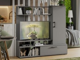 Стенка «Сиена» (графит серый) в Верх-Ирмени - verh-irmen.mebel-nsk.ru | фото