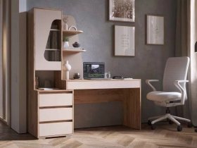 Стол компьютерный Пифагор (дуб вотан/кашемир) в Верх-Ирмени - verh-irmen.mebel-nsk.ru | фото